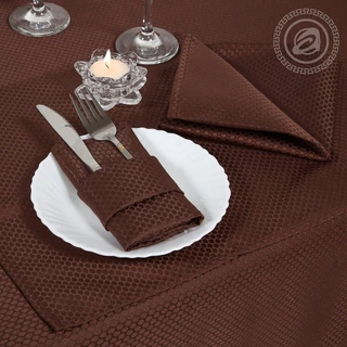Набор столового белья АРТПОСТЕЛЬ Шарлотта шоколад (скатерть: 150х150 см, 6 салфеток: 35х35 см) 