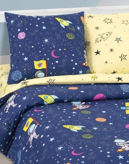 Комплект постельного белья АРТПОСТЕЛЬ Космический десант 1.5-спальный, поплин, наволочки 70х70 см 