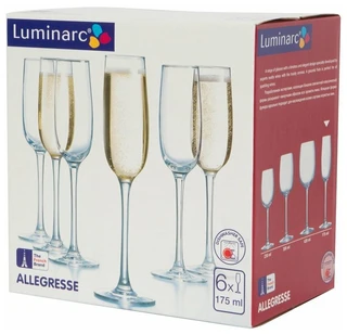 Набор бокалов для шампанского Luminarc Allegres 6 пр, 0.17 л 