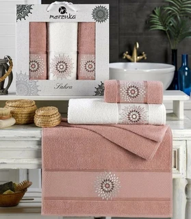 Комплект полотенец MERZUKA SAHRA пудра 2 шт: 50х90 см, 70х140 см; махра 