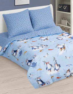Комплект постельного белья АРТПОСТЕЛЬ Пингвиния 1.5-спальный, бязь, наволочки 70х70 см 