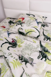 Комплект постельного белья Миланика Динозавры, 1.5 спальный, бязь, наволочка 70х70 см 
