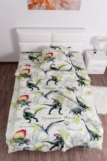 Комплект постельного белья Миланика Динозавры, 1.5 спальный, бязь, наволочка 70х70 см 