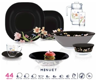 Набор столовой посуды Luminarc Carina Minuet Black, 44 пр 