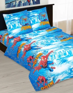 Комплект постельного белья АРТПОСТЕЛЬ Человек-паук 1.5-спальный, бязь, наволочки 70х70 см 