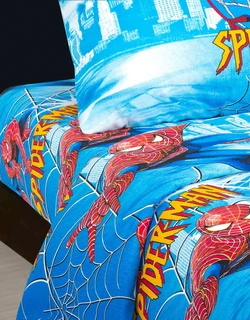 Комплект постельного белья АРТПОСТЕЛЬ Человек-паук 1.5-спальный, бязь, наволочки 70х70 см 