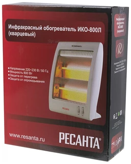 ХХХ Инфракрасный обогреватель Ресанта ИКО-800Л (800 Вт, 15 м², кварцевый, белый) Замена ТЭНа, Оплавл 