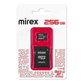 Карта памяти microSDXC Mirex 256 ГБ + адаптер SD 