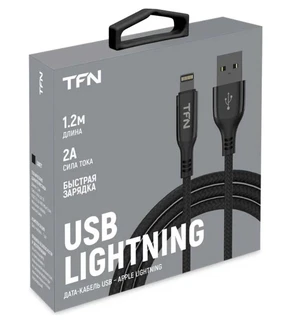 Кабель TFN TFN-C-BLZ-AL1M-BK USB2.0 Am - Lightning (8-pin), 1.2 м, черный 