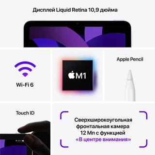 Планшет 10.9" Apple iPad Air 5 2022 64GB Wi-Fi Space Gray PI 