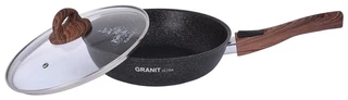 Сковорода Kukmara Granit Ultra Original, 24 см, с крышкой, съемная ручка 
