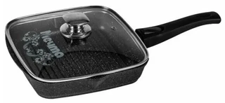 Сковорода-гриль Мечта Гранит Black, 28х28 см, с крышкой, съемная ручка 