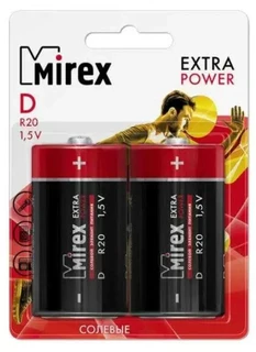 Батарейка D/R20 Mirex 23702-ER20-E2, 2 шт