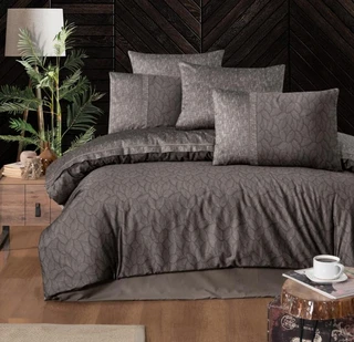 Комплект постельного белья DO&CO RUSLAN коричневый Евро-макси, сатин, наволочки: 50х70 см - 2 шт, 70х70 см - 2 шт 