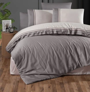 Комплект постельного белья DO&CO GROOVY светло-коричневый ЕВРО-макси, сатин жаккард, наволочки: 50х70 см - 2 шт, 70х70 см - 2 шт 