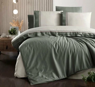 Комплект постельного белья DO&CO GROOVY светло-зеленый ЕВРО-макси, сатин жаккард, наволочки: 50х70 см - 2 шт, 70х70 см - 2 шт