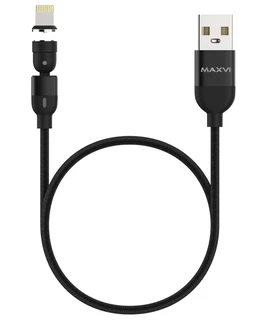 Кабель Maxvi MCm-02L USB 2.0 Am - Lightning 8-pin, 1.5 м, 2.0A, черный 