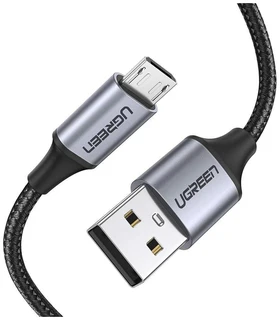 Кабель Ugreen USB2.0 Am - Micro USB, 1 м, серо-черный
