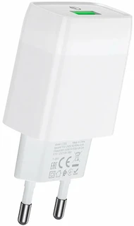 Сетевое зарядное устройство hoco C72Q Glorious White + кабель microUSB 