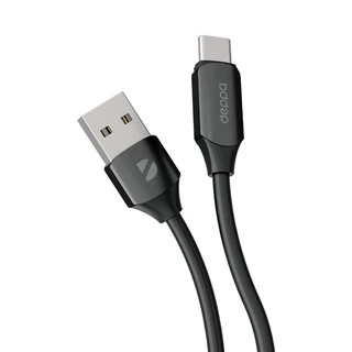 Кабель Deppa Silk USB-A - USB-C, 1.2 м, 6 A, черный 