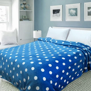 Плед Велсофт Горошек на синем 180х200 см 