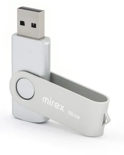 Флеш накопитель 16GB Mirex Swivel, серебристый 