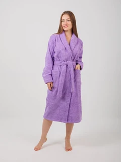 Халат махровый Фиолетовый, размер: 56, с шалевым воротником 