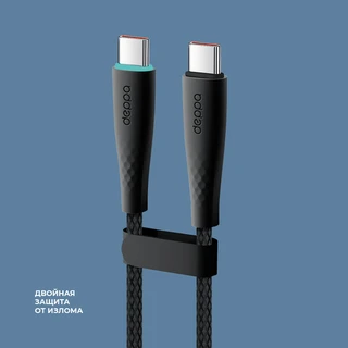 Кабель Deppa Fly USB-С - USB-С, 1 м, 60 Вт,  черный 