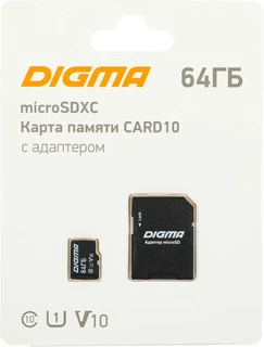 Карта памяти microSDXC DIGMA DGFCA064A01 64GB 