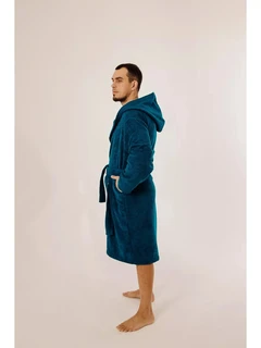 Халат махровый Синий, размер: 40-42, с капюшоном 