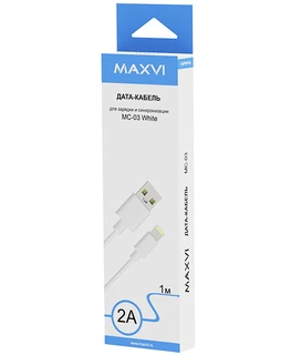 Кабель Maxvi MC-03 USB 2.0 Am - Lightning 8-pin, 1 м, белый 