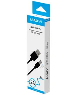 Кабель Maxvi MC-01L USB 2.0 Am - micro USB, 1 м, 2 А, черный 