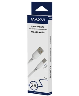Кабель Maxvi MC-A01L USB 2.0 Am - microUSB, 1 м, белый 