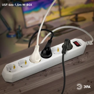 Сетевой фильтр ЭРА USF-6es-1,5m-W-BOX, белый 