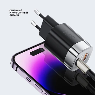 Сетевое зарядное устройство Deppa USB-C + USB A, PD 3.0, QC 3.0, 33W, дисплей, черный 