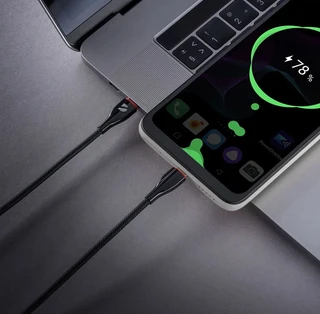 Кабель Deppa Ceramic USB-C - USB-C, 1 м, 2.4 А, черный 