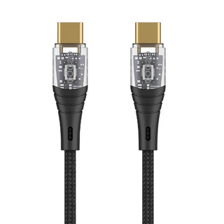 Кабель Deppa Crystal USB-C - Type-C 1 м, 60 W, черный