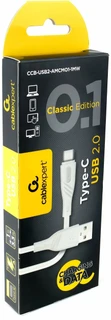 Кабель Cablexpert USB-A 2.0 - USB-C, 1 м, 3 А, белый (CCB-USB2-AMCMO1-1MW) 