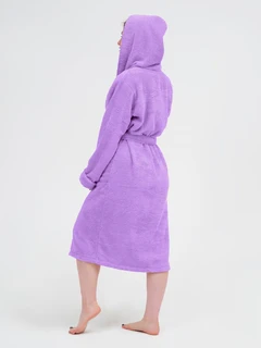 Халат махровый Фиолетовый, размер: 56-58, с капюшоном 
