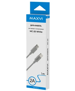Кабель Maxvi MC-20 USB-С - Type-C, 1 м, белый 