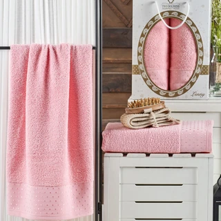 Комплект полотенец TWO DOLPHINS LENNY розовый 2 шт: 50х90 см, 70х140 см; махра
