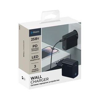 Сетевое зарядное устройство Deppa Wall Charger черный 