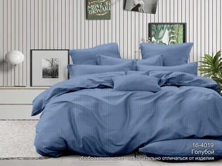 Комплект постельного белья Хлопковый Рай Голубой, 2 спальный евро, страйп-сатин, наволочки 70х70 см