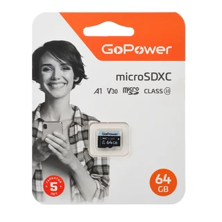Карта памяти microSDXC GoPower 64 ГБ