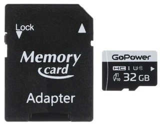 Карта памяти microSDHC GoPower 32 ГБ + адаптер SD 