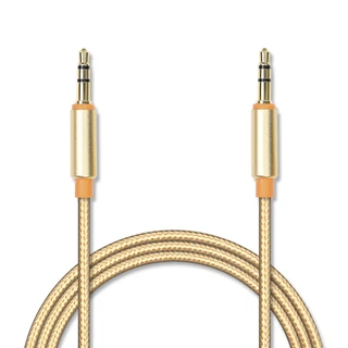 Аудиокабель Jack3.5 (AUX) JET.A JA-AC02, 1 м, 3-pin, оплётка, золотой