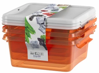 Набор контейнер для пищевых продуктов Berossi Monaco апельсин, 0.85 л, 3 шт