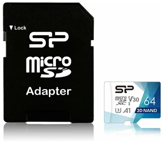 Карта памяти microSDXC Silicon Power Elite 64 ГБ + адаптер SD 