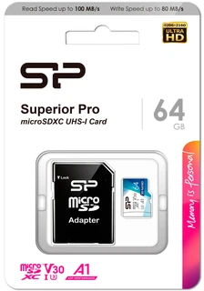 Карта памяти microSDXC Silicon Power Elite 64 ГБ + адаптер SD 