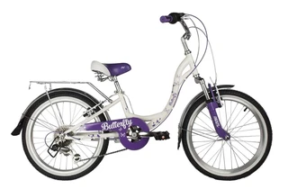 Велосипед Novatrack Butterfly 20", белый/фиолетовый